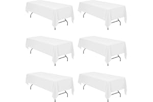 BRILLMAX 6 Pack White Tablecloths for 8 Foot Rectangle Tables 60 x 126 Inch - 8ft Rectangular Bulk Linen Polyester Fabric Washable Long Clothes for Wedding Reception Banquet Party Buffet Restaurant