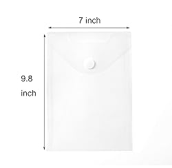YESSART 7x9 Clear Plastic Envelopes Hook Loop