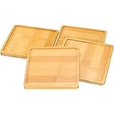 uxcell 4PCS Mosaic Bamboo Coasters, 5.1 Inch Blank Base Trays, Square Drinking Cup Coaster, Wooden Drink Coasters for Coffee Table Dining Table Protection, Brown