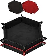 SIQUK 2 Pieces Dice Trays Hexagon Folding PU Leather Velvet Holder Black Red