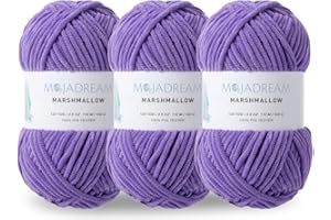 MOJADREAM 3PCS 3.5oz Chenille Yarn for Blankets Amigurumi: Soft Velvet Baby Yarn Blanket Knitting and Crocheting Bulky 5# Yarn 3 Skeins of 100g (Purple)