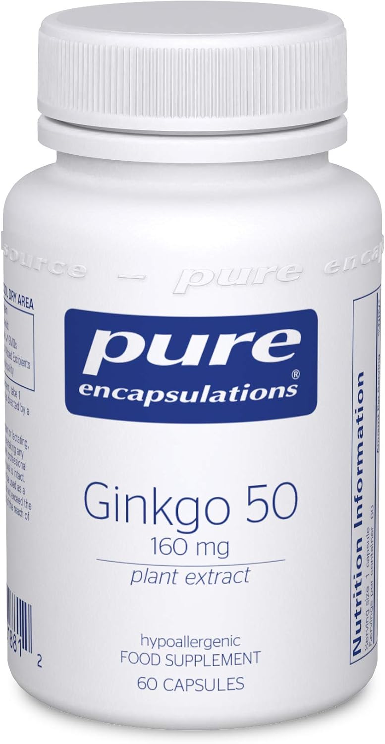 Pure Encapsulations Ginkgo 50 160mg - Hypoallergenic Ginkgo Biloba Extract Phytonutrient Supplement - 60 Capsules