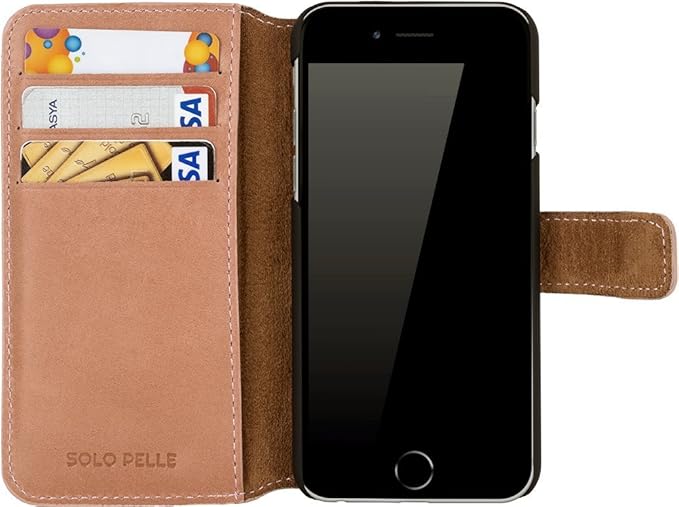Solo Pelle Iphone 6 / 6S (4.7 Zoll)'Wallet' Ledertasche mit Aufstellfunktion & Kartenfächern, Light Rose