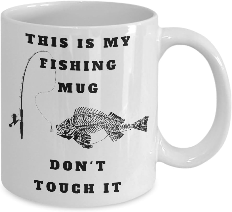 Fishing Coffee Mugs for Men, Grandpa - Fishing Gift - Fish Coffee Mug - Funny Bass Fishing Mug - This is My Fishing Mug - 11oz White Ceramic - Christmas Gifts Presents for Dad - Birthday gift for dad