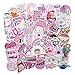 53pcs Water Bottles Stickers Lovely Waterproof Aesthetic Trendy Summer Stickers for Teens Girls Perfect for Waterbottle Laptop Phone Travel (Pink 53)