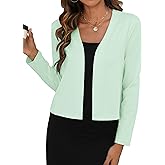 Zeagoo Women's Cropped Cardigan Shrug Summer Lightweight Cardigan Shrugs Long Sleeve Open Front Bolero Blazers