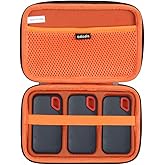Adada Hard Case for SanDisk 500GB / 250GB / 1TB / 2TB Extreme Portable SSD (Black+Orange, Case for 3 Hard Drives)