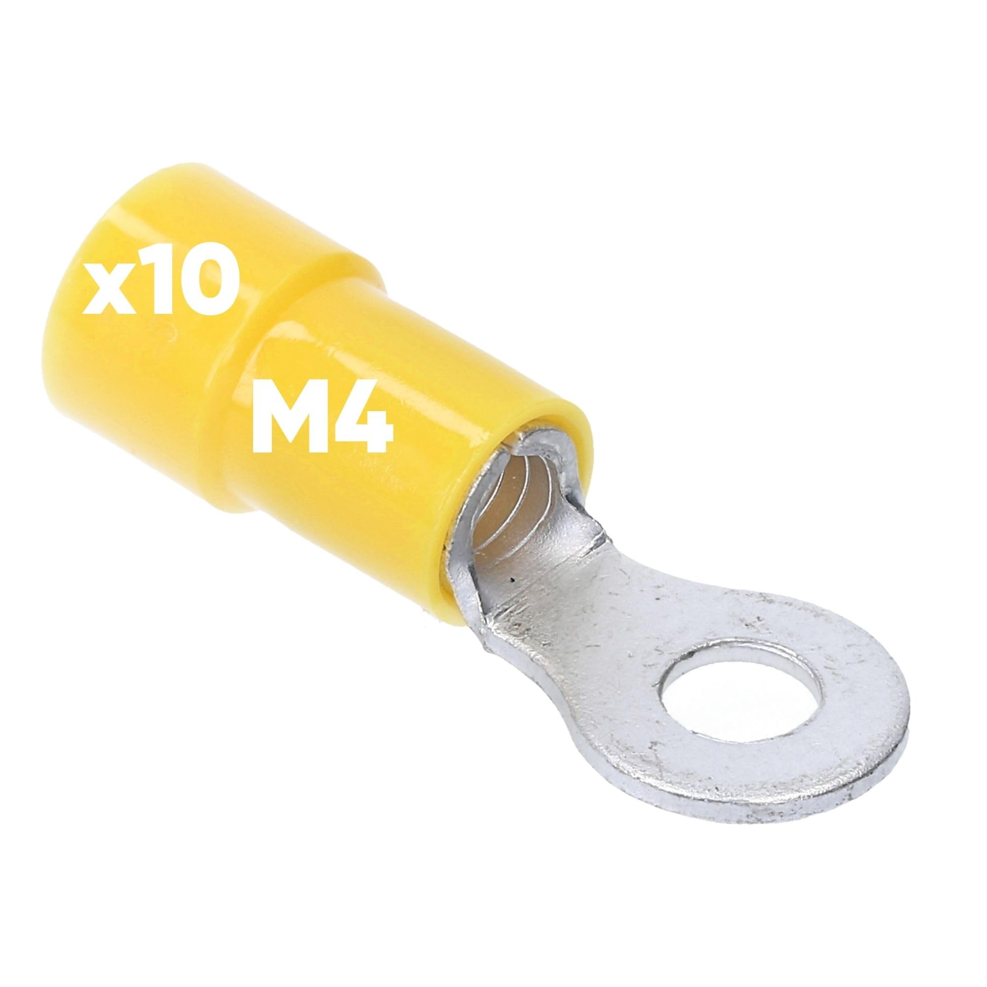 Kalitec Yellow M4 Ring Terminal 4-6 mm² Copper PVC Insulated Cable Lug