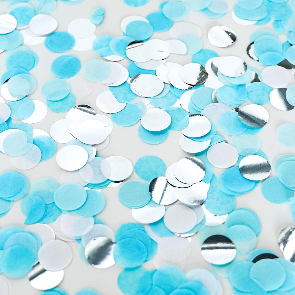2.5cm Paper and Foil Confetti Blue Mix Round Tissue Confetti 6000pcs for Parties Weddings Birthday Party Balloon Table Decoration (Blues - Image 3