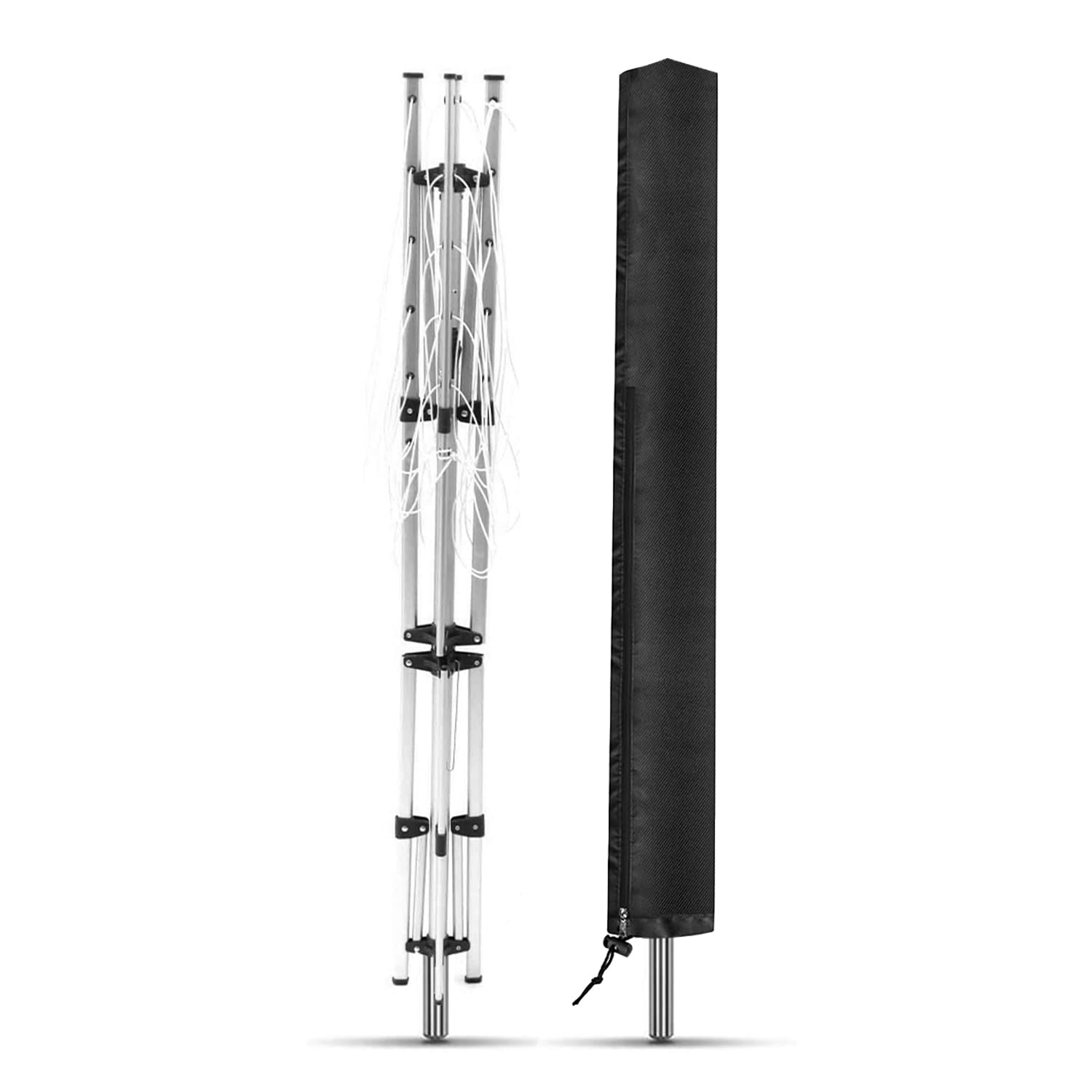 Flatro Rotary Washing Line Cover Waterproof Fabric - 165 x 15 x 15cm Heavy Duty Rotary Clothes Line Cover with Zip - Protective Weather Resistant Parasol Covers for Garden Dryer and Airer (Black)