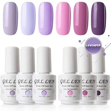 Amazon Com Gellen Soak Off Uv Led Gel Nail Polish Set Lavender
