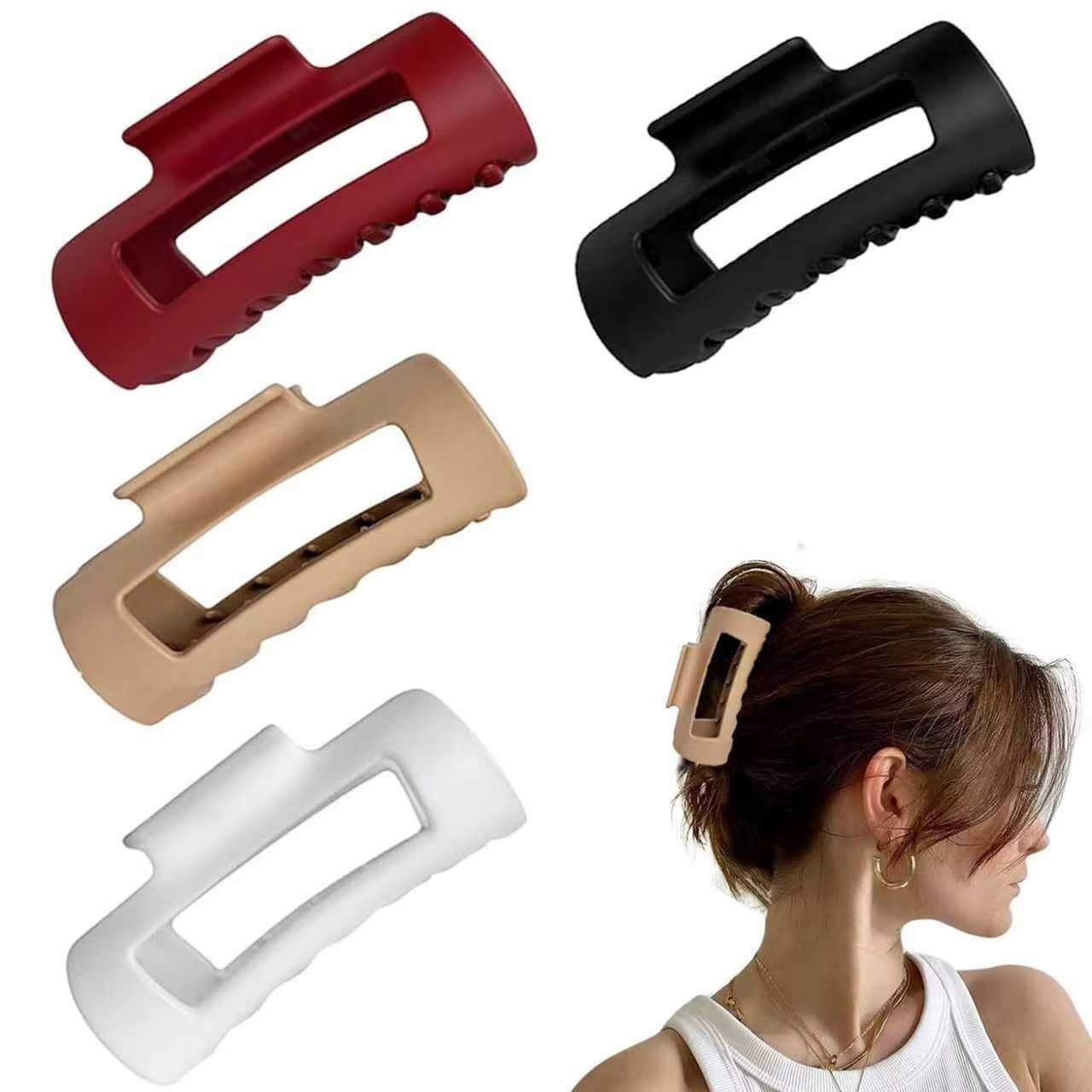 Photo 1 of 4Pcs Cloud Claw Clips, Soft & Flexible Cozy Claw Clip, Flexible Claw Clip, Ponytail Hairpins for Thick or Fine Hair, Beauty Accessory for Women & Girls