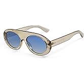 SOJOS Trendy Flat Top Polarized Sunglasses for Women Men Retro Chunky Frame Oval Lens Sun Glasses SJ2279