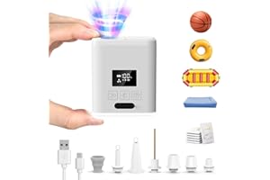 OMQ Portable Air Pump for Inflatables, 5000mAh Battery Mini Air Mattress Pump with LED Display & Camping Lantern, Electric Air Pump to Inflate Deflate for Pool Floats, Balls