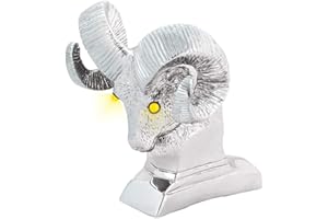 GG Grand General 48046 Chrome Ram's Head Hood Ornament with Amber LED Eyes