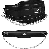 YAGHZU Dip Belt with Chain &ndash; Weighted Pull Up Belt, Dip Weight Belt, Weightlifting Belt for Pullups, Squats, and Dips, Belt Squat Attachment Ideal Weight Belt for Pullups, Weightlifting, and Gym Workouts (Black)