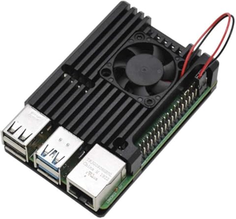 Wivarra para Raspberry Pi 4 Modelo B 2G Kit con Negro CNC AleacióN de Aluminio Funda Protectora Ventilador RefrigeracióN 5V 3A Potencia para Raspberry Pi 4B Enchufe de la UE