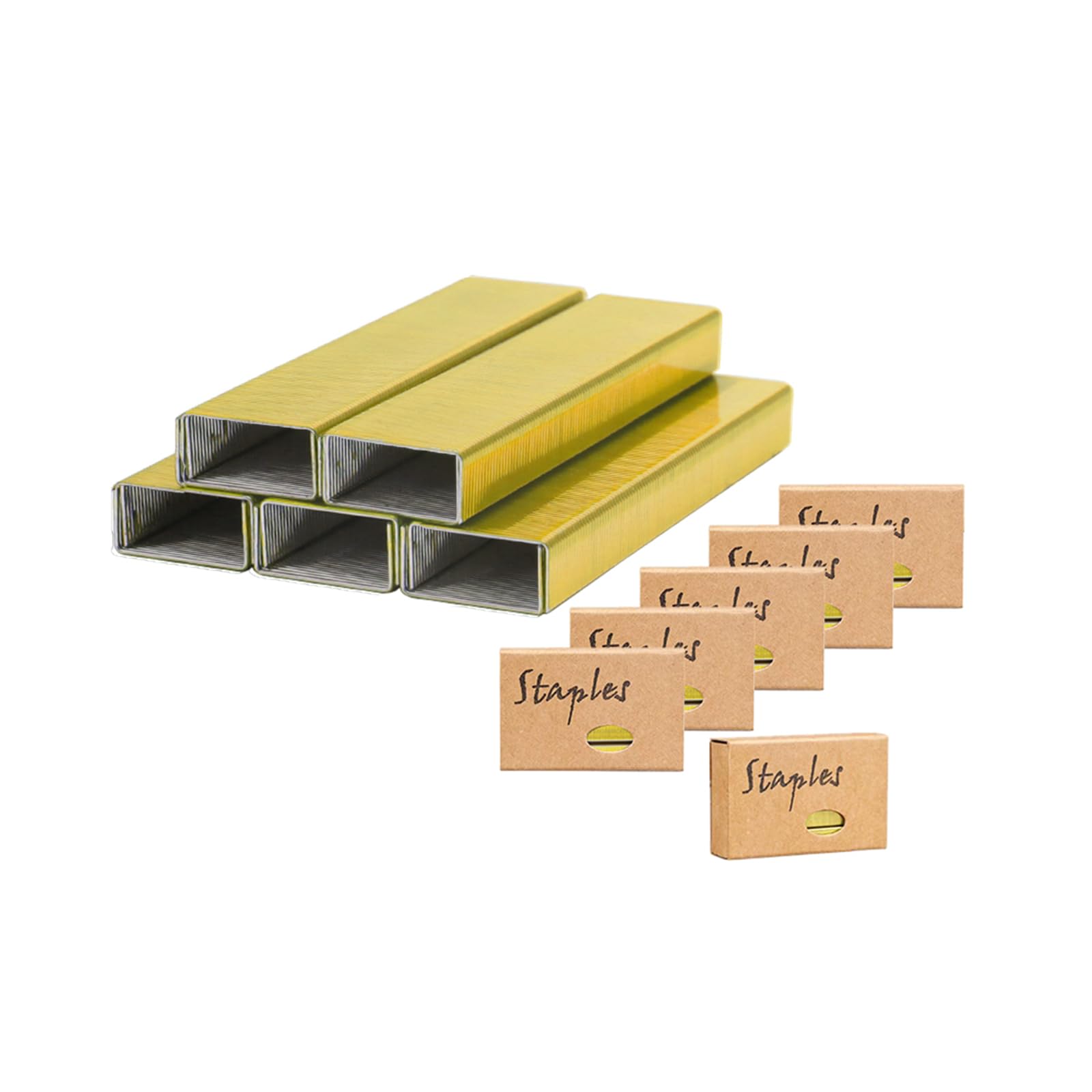 NatSumeBasics 6000 Yellow Gold Staples Standard Stapler Colored Staple Refills Office Desktop Staplers Stapling Refill 26/6 Size 1000/Pack (6000 Yellow)