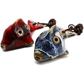 6 Hole Ocarina Fish Shaped Ocarina Alto C Ceramic Ocarinas Instrument C Key Pack of 2 Red and Blue Ceramic Decor