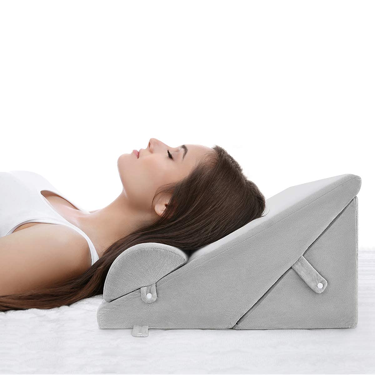 OasisSpace Bed Wedge Pillow, Post Surgery Memory Foam for Back, Leg and Knee Pain Relief, Sitting Pillow for Reading, Adjustable Pillows with Washable Cover for Acid Reflux and GERD for Sleeping