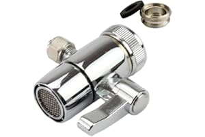 Weirun Kitchen Bathroom Sink Faucet Water Filter Diverter Valve for Push on 1/4 inch Tubing Replacement Part Adapter with M22 X M24 Connector, Polished Chrome