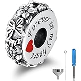 APOTIE Sterling Silver Cremation Urn Bead Charm for Bracelet Holds Ashes Keepsake Pendant Memorial Jewelry Gifts for Women Loss Loved One