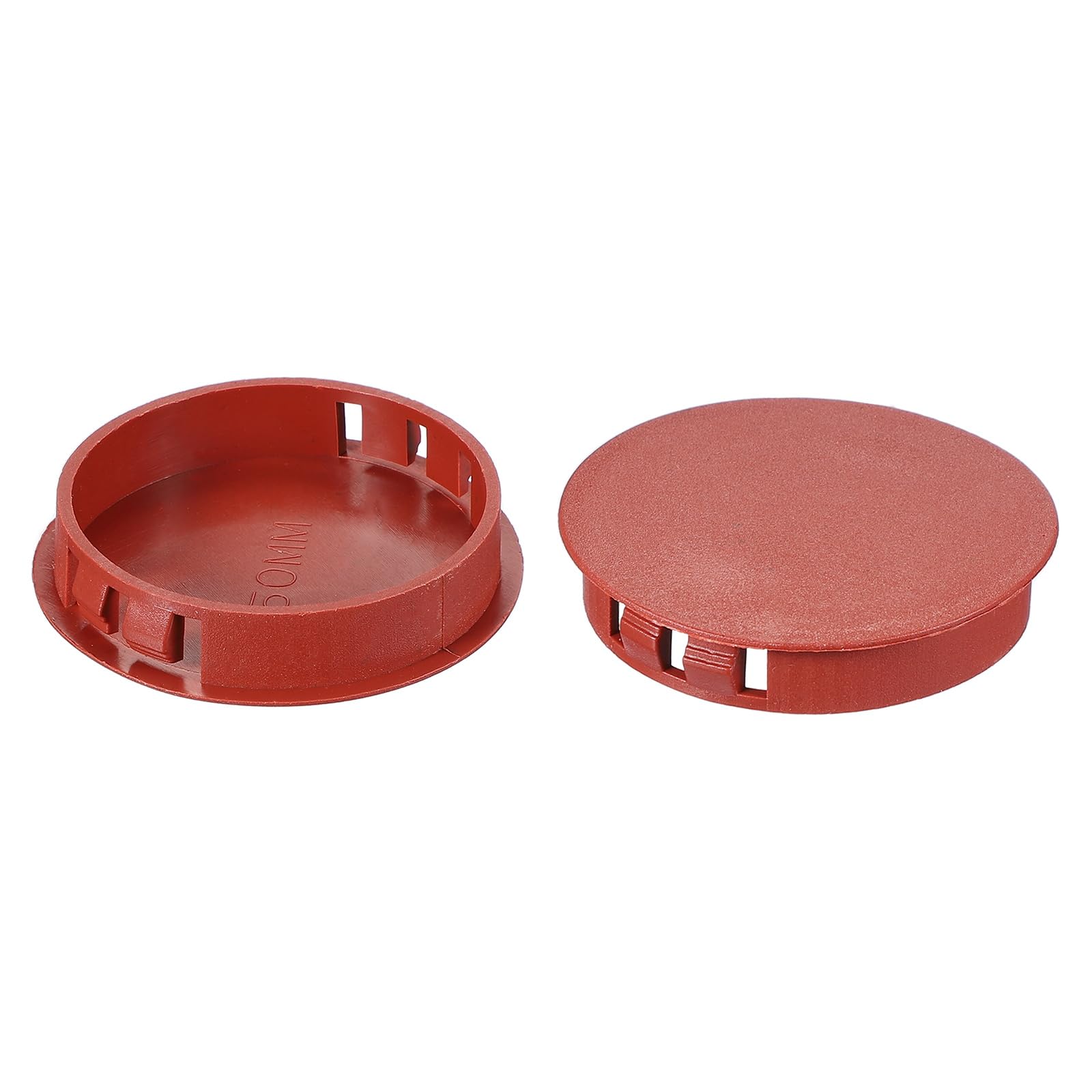 PATIKIL 2"/50mm Plastic Hole Plugs, 20Pcs Flush Type Round Hole Plugs Cover Snap in Locking Hole Tube for Table Kitchen Cabinet Furniture, Red Brown