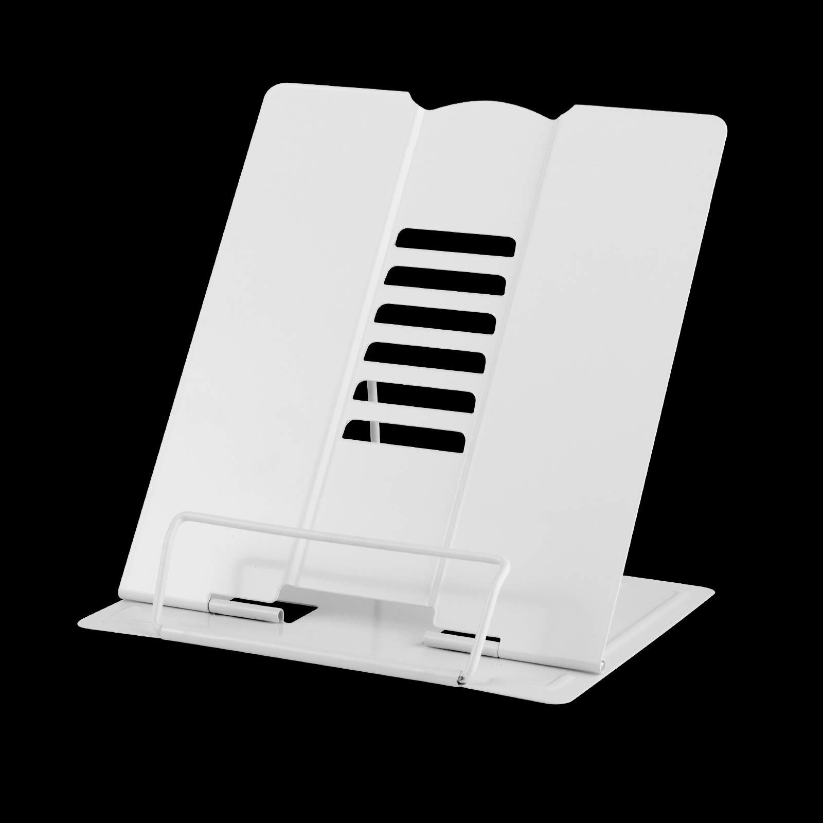 Large Metal Book Stand Reading Book Holder Lightweight Cook Book Stands Portable Textbook Holders Adjustable Recipe Document Stand Tablet Music Book Stands&Holders(White)