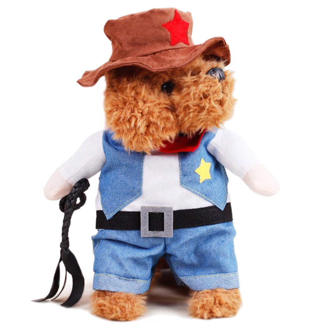 XIAOYU Pet Dog Cat Halloween Costumes, Cowboy Jacket and Hat, Super Cute Costumes for Small Dogs & Cats Cosplay, S