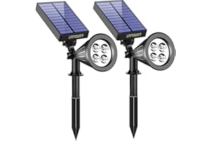 URPOWER Solar Spot Lights - 2-in-1 Waterproof Landscape Spotlights, Dusk-to-Dawn Solar Powered Outdoor Lights for Garden, Yard, Pathway (2 Pack)