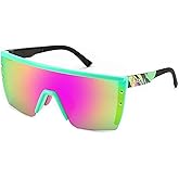 FEISEDY Sunglasses Mens Polarized Women Oversized Flat Top Square Cycling Fishing Golf Hiking Vintage Sun Glasses B2367