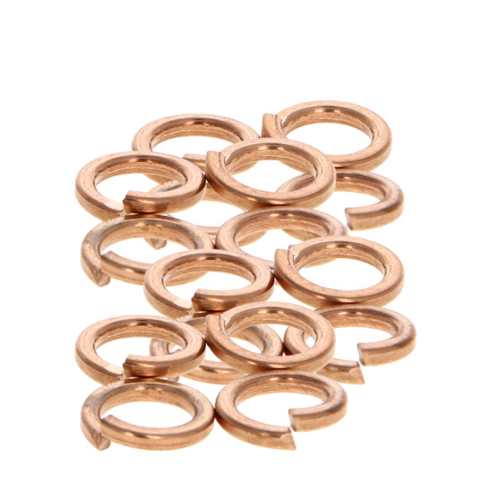 MroMax M8 Spring Washer, 20pcs Copper Split Lock Washers, 0.31" Inner Diameter Sealing Ring Washers for Electrical Connectionsc