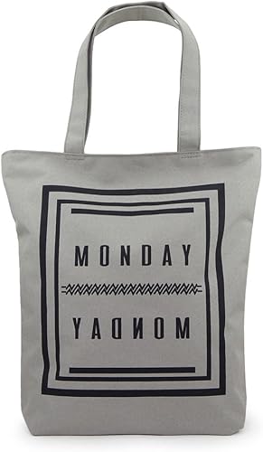 Amazon Marib Select 軽量 杢調トートバッグ プリントカジュアルトート ファイル対応 天ファスナー レッスンバッグ メンズ ユニセックス 鞄 バッグ C312 Monday グレー バッグ スーツケース