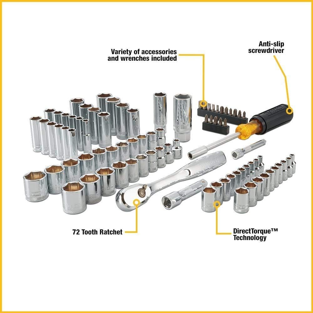DEWALT 20V MAX Cordless Drill / Driver Kit, 1/2-Inch with Mechanics Tool Set, 84-Piece (DCD771C2 & DWMT81531): Home Improvement