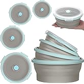 Suclain 4 Pcs Collapsible Bowls with Lids Silicone Camping Food Storage Container Expandable Folding Salad Lunch Box Travel Container for Hiking Camping