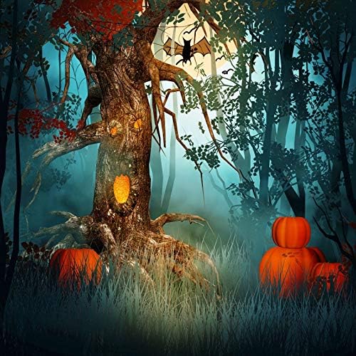 Amazon Com Laeacco Scary Forest Backdrop 6x6ft Photography Background Happy Halloween Pumpkin Lantern Full Moon Forest Bat Creepy Scenery Children Kid Photo Vedio Studio Props Camera Photo