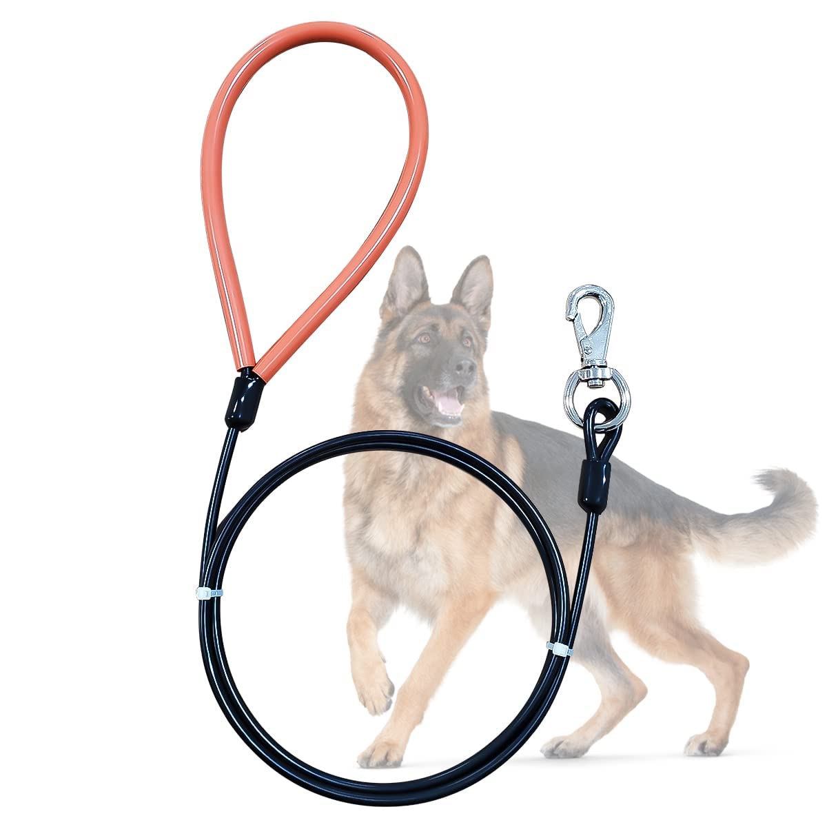 Photo 1 of Heavy Duty Dog Leash, Chew Proof Metal Leash for Large Dogs (Up to 250lbs), 5ft WireRope Dog Leashes with Soft Silicone Grip,Black