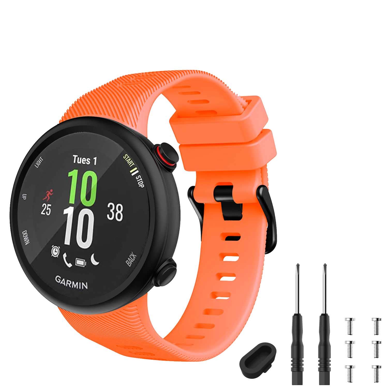 TopPerfekt Strap Compatible with Garmin Forerunner 45, Sport Silicone Wristband Arm Band Replacement Bracelet for Forerunner 45 and Swim 2 (Orange)