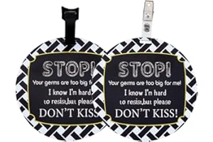 PLIGREAT 2 Pack No Touching Baby Car Seat Sign, Stop Kissing Baby Stroller Tag with Hanging Straps and Clip, No Touch Baby Safety Sign for Baby Girl Boy