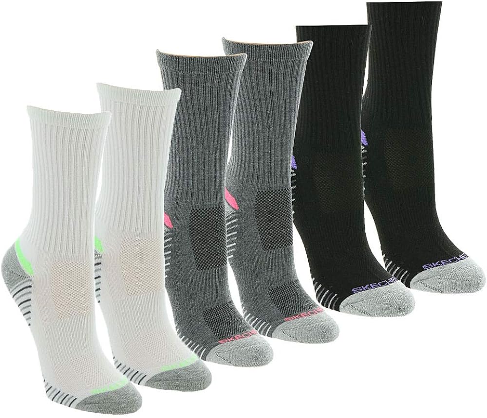 Skechers Women's S110655 Crew 6 Pack Socks Clothing