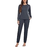 LOCUBE Women's Fleece Pajama Set - Soft Long Sleeve Top & Drawstring Lounge Pants with Pockets, Cozy Winter Loungewear