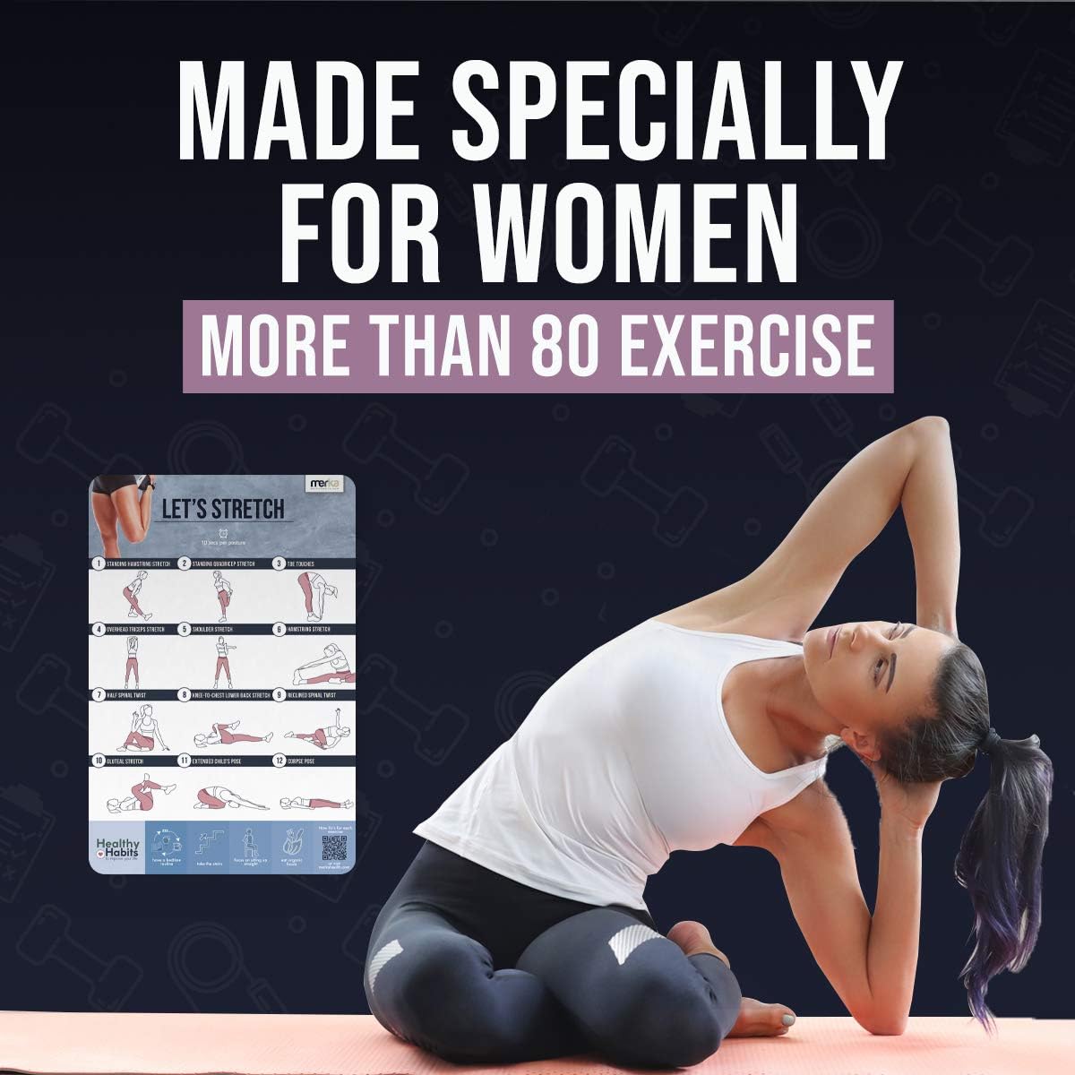 merka Women's Home Gym Workout Posters – Exercise Routine Planners and Erasable/Reusable Health & Fitness Chart – Designed by Women, Great for Beginners – Set of 10 Thick Plastic Posters : Sports & Outdoors