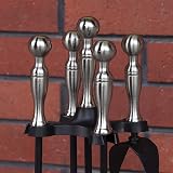 Amagabeli 5 Pc Wrought Iron Fireside Tool Set with Stand - Poker, Brush, view 5
