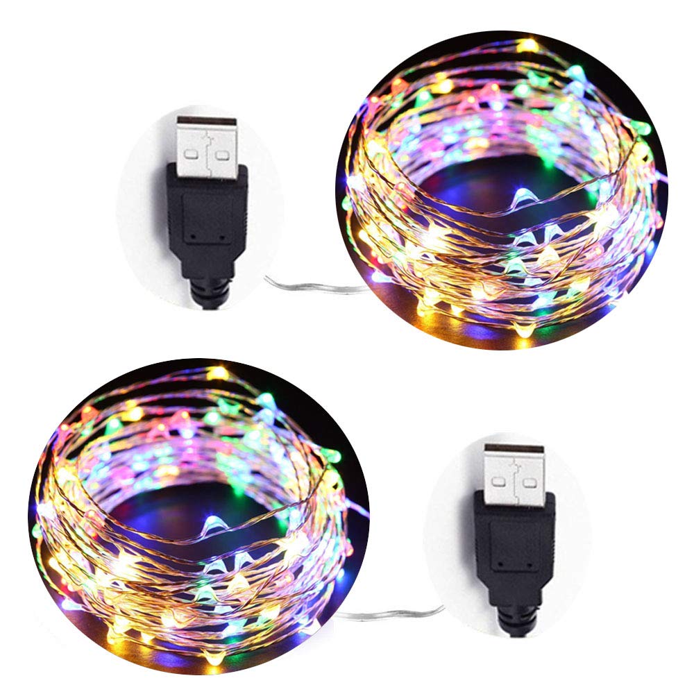 Led String Lights [2 Pack] 10-Meters 100 LEDs USB Powered Star Starry Copper Wire Fairy Lights Indoor Outdoor Lighting DIY Decoration for Bedroom Jars Garden Camping Wedding Festive (Multi-Colored)