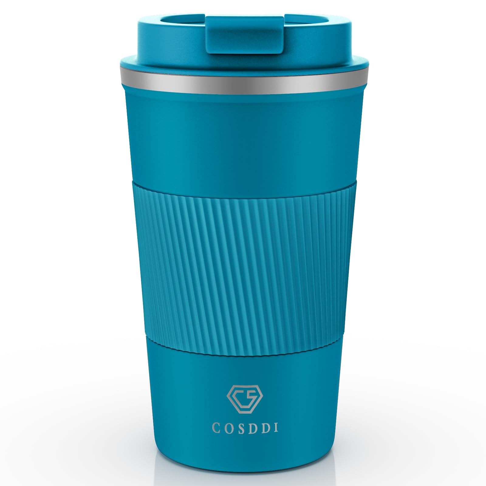 CS COSDDI Travel Mugs, Insulated Coffee Cup with Leakproof Lid - Reusable Coffee Cups Travel - Car Coffee Cup - Stainless Steel Coffee Mug for Hot and Cold Water and Tea (Blue-A, 510 ml)