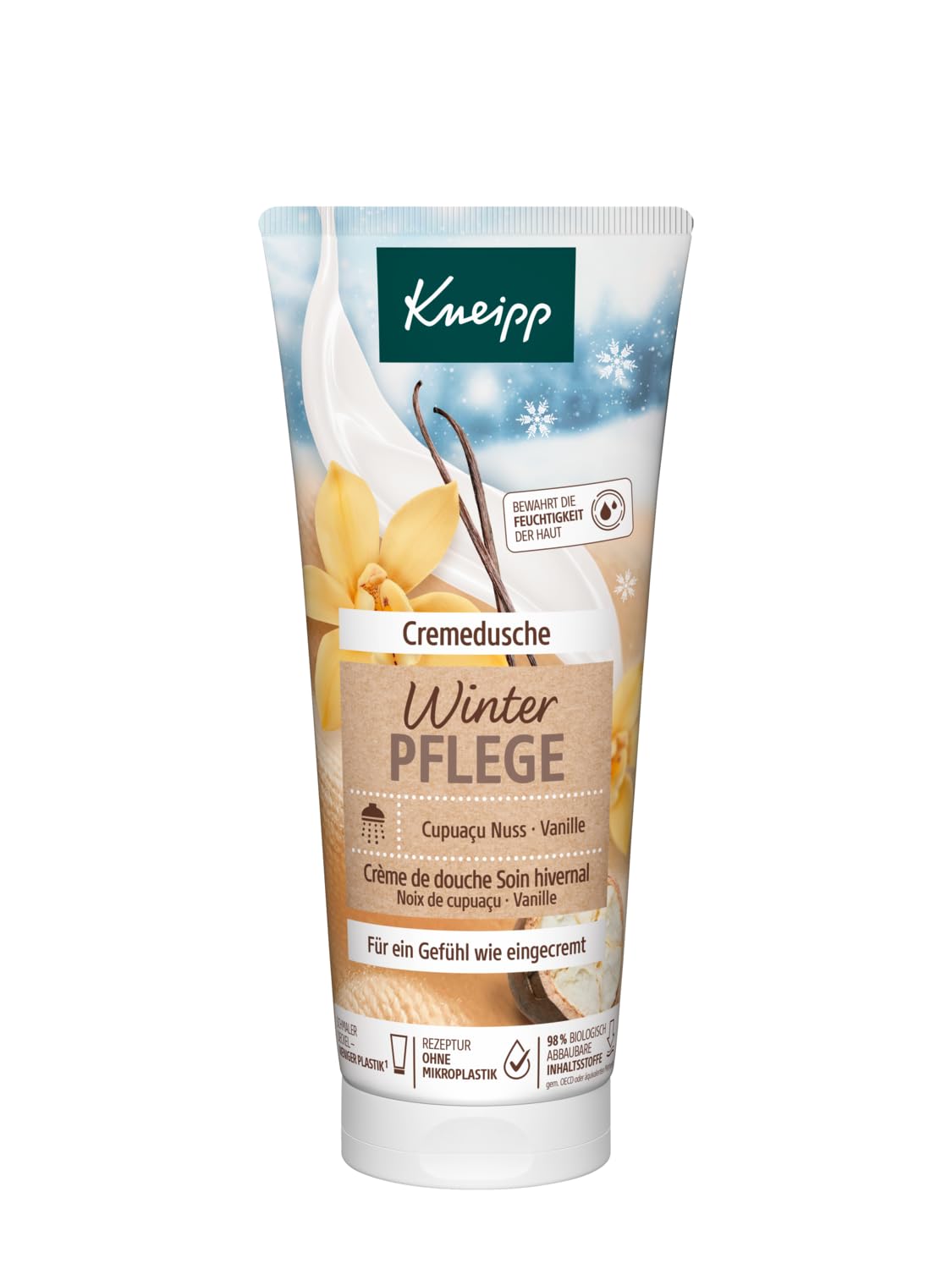 Kneipp Cremedusche Winter Care, Shower Cream Made of Cupuaçu Nut and Vanilla Extract, Mild Cleansing and Gentle Care, 200 ml (Pack of 1)