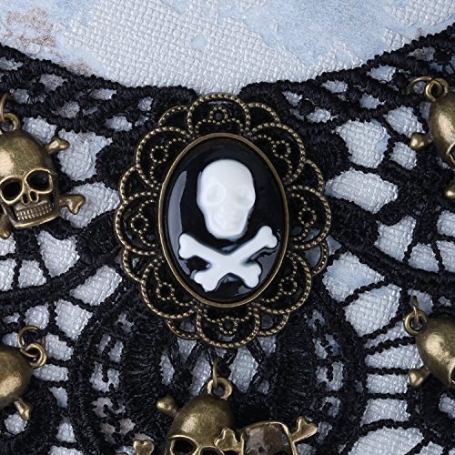 Aniwon Lace Choker Necklace, Punk Halloween Party Black Lace Choker Gothic Skeleton Pendant Choker Necklace for Women… - Thumbnail 7