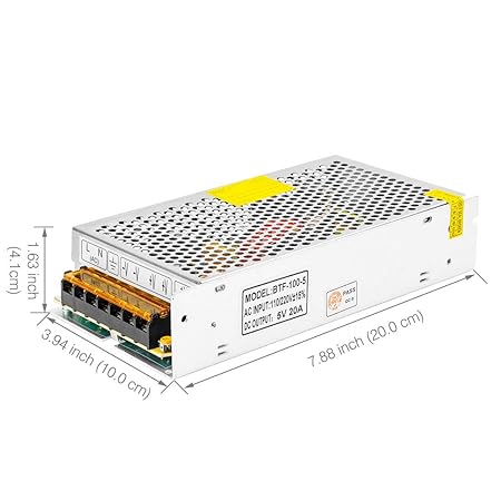 BTF-LIGHTING DC5V 20A 100W Aluminium Netzteil für WS2812B APA102 LED8806 WS2801 SK6812 LED-Streifenmodule Licht