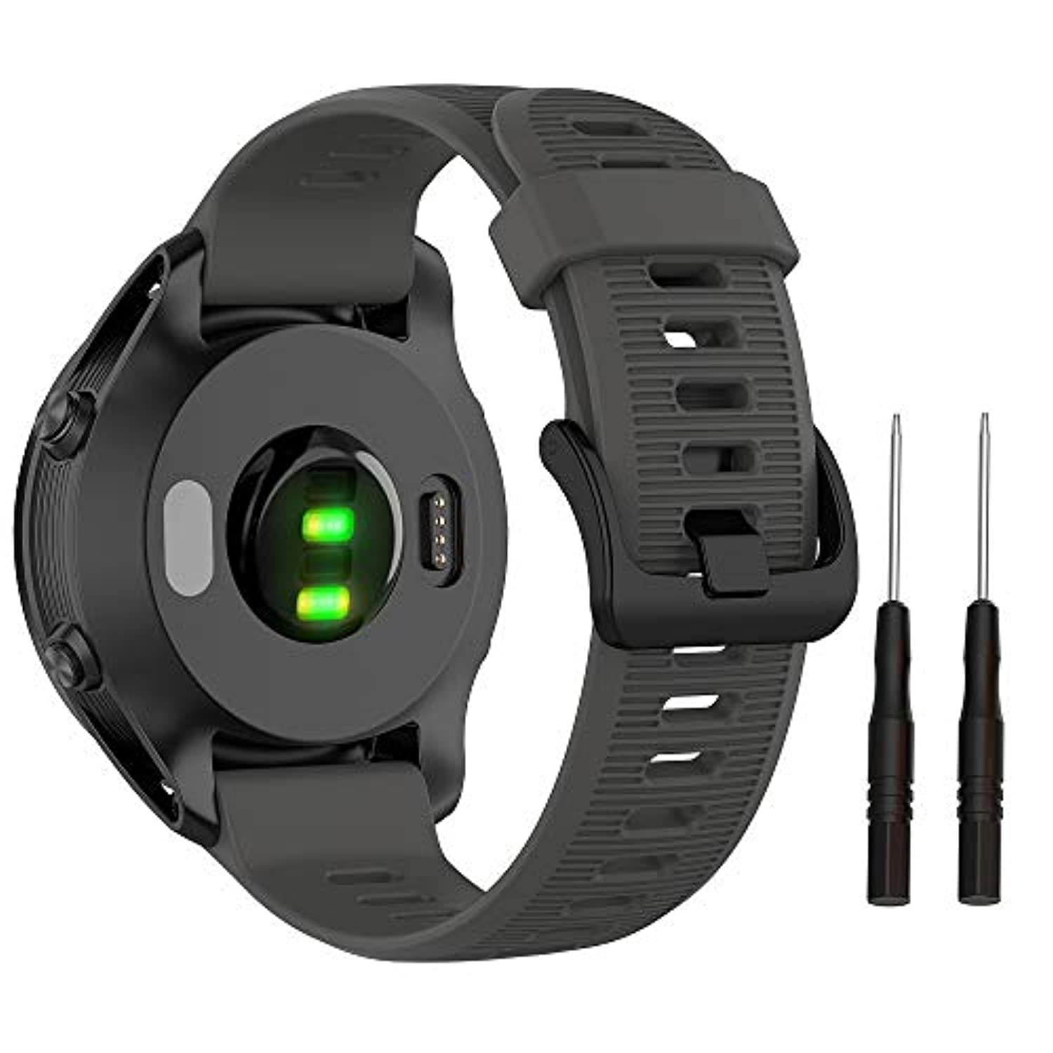 Fleshy Leaf Band for Garmin Forerunner 935/Forerunner 945/Forerunner 745,Compatible with Fenix 5/ Fenix 5plus/ Fenix 6/ Fenix 6 Pro/Approach S60,Soft Silicone 22mm Replacement Bands Strap (Gray)