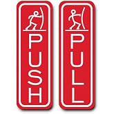 All Quality Classic Fun Push Pull Door Signs - Durable Material | Set of Two Signs | Door Entrance Signs (Red) - Small 1 Pack